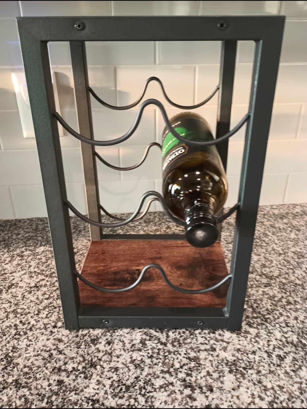 Rustic Wood 6 Bottles Wine Rack for Countertop,3 Tier Free Standing Wine Rack,Wi